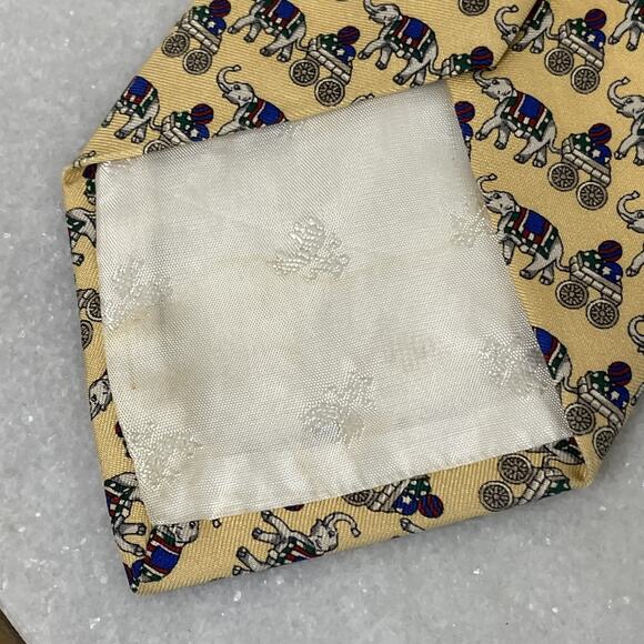 Brooks Basics Royal Elephants & Carts Printed Pure Silk Neck Tie USA Multicolor - Picture 13 of 13